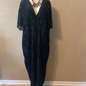 Anthropologie Greylin 1X velvet velour jumpsuit pockets butterfly sleeves